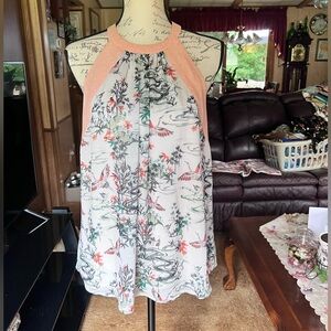 H&M Gorgeous Oriental Crane Print Floaty Cami Top size 14.